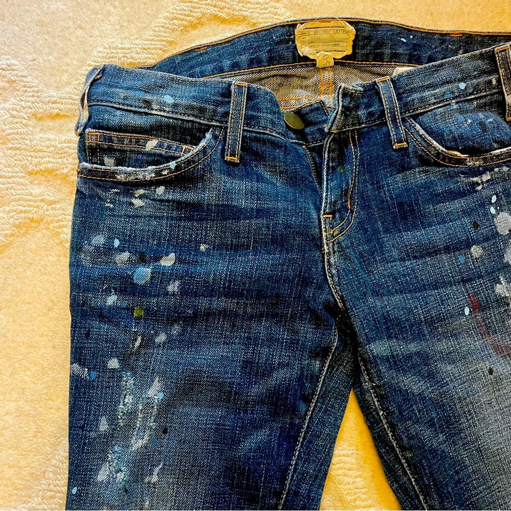 Current & Elliott size 25 paint splattered skinny jeans